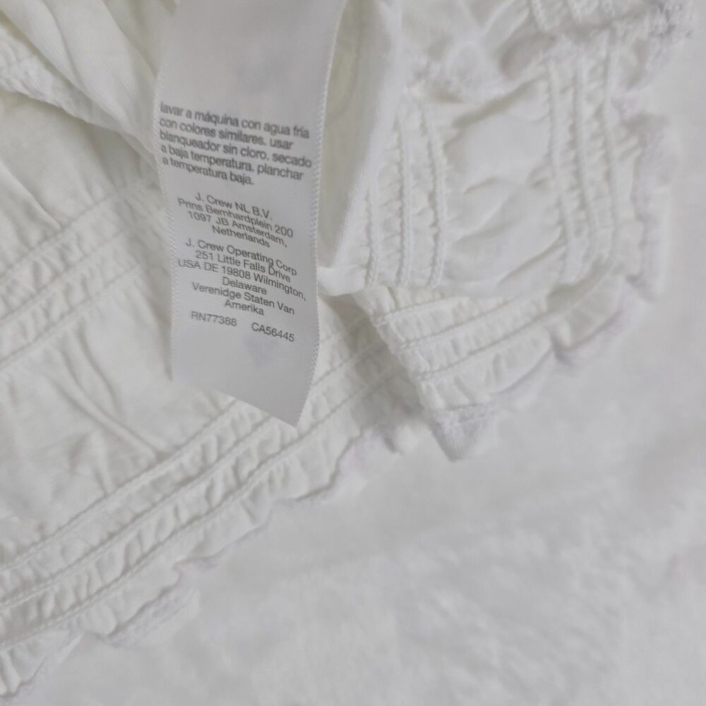 Madewell Smocked Boatneck Tank Top Women White Cotton-Linen Blend Size Med - Picture 9 of 11